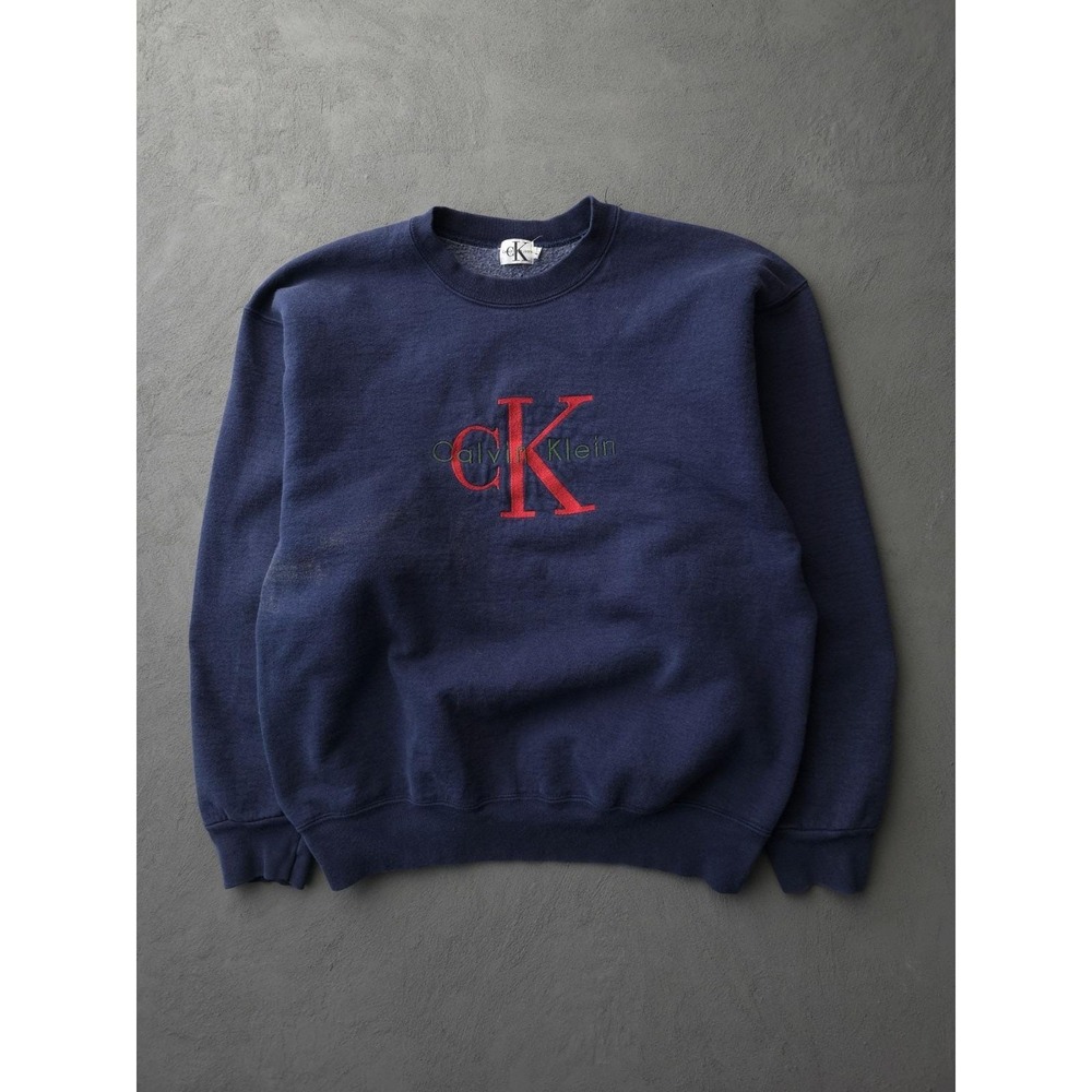 Vintage 90s Calvin Klein Jeans Blue Cotton Crewneck Sweatshirt L